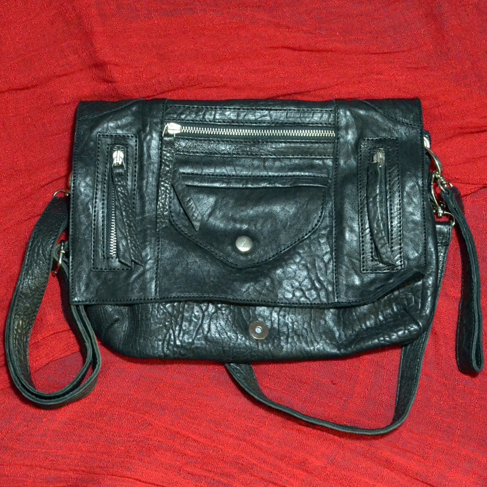 Black Leather Orbaz Bag - GREAT By SANDIE PARTS